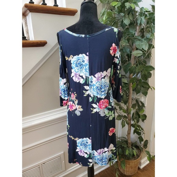 Karen Kane Wild Flower Garden Rose Cold Shoulder Viscose Knee Length Dress Large - Picture 8 of 14